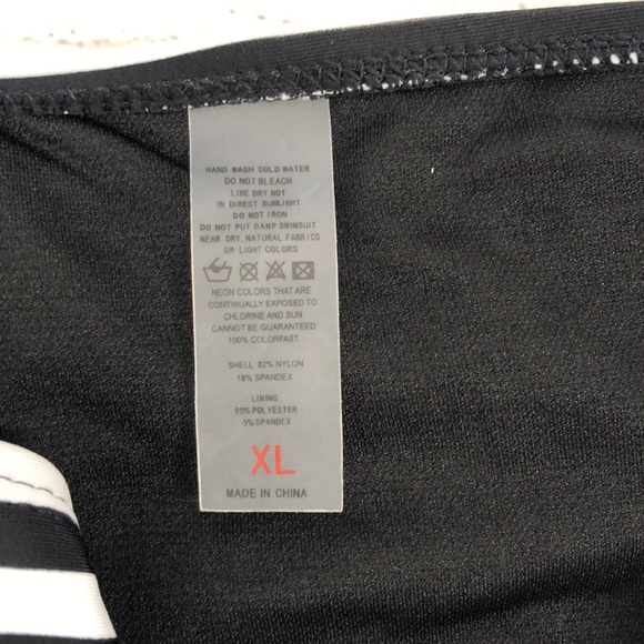 Black White Swimsuit Striped 2 Piece Swimwear XL - Picture 7 of 7